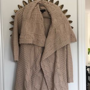Beige Large Cable Knit Cardigan
